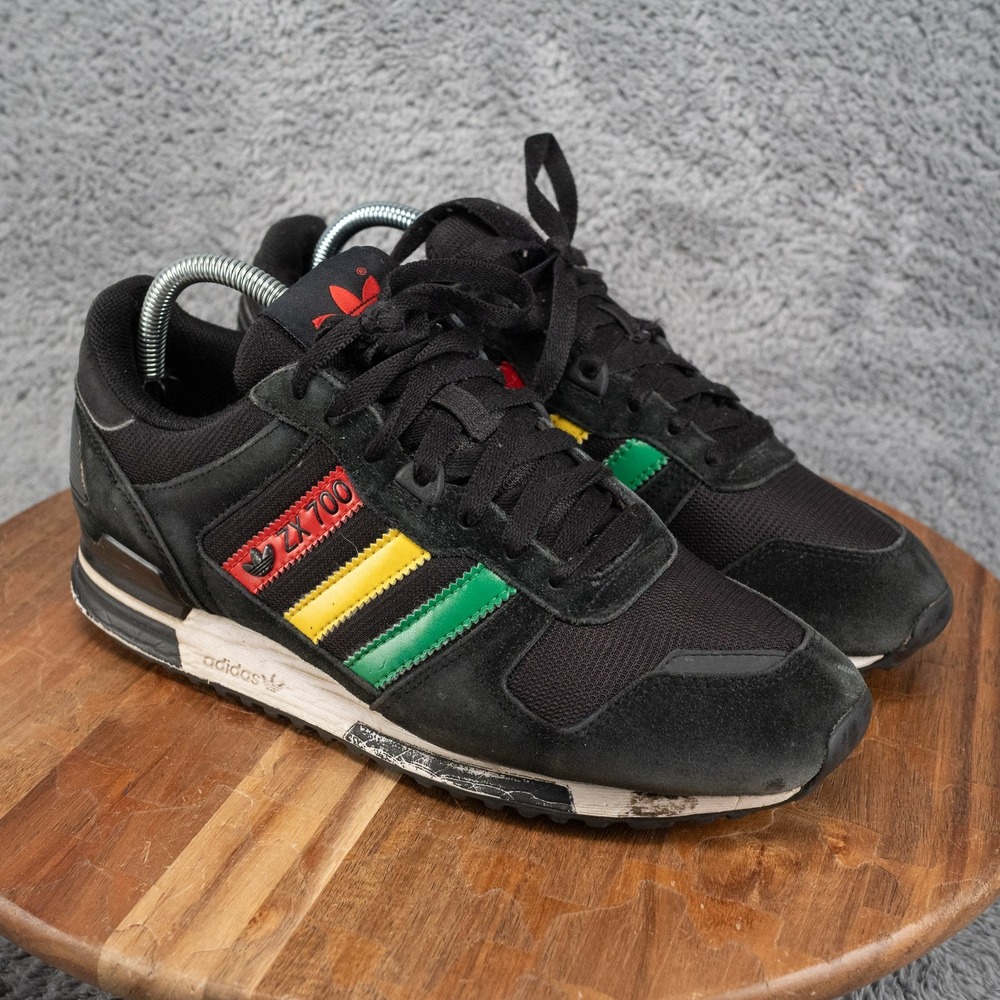 Rare Vintage Adidas ZX 500 Sneakers 2005 Blk Leather Rasta Mens Size 7.5
